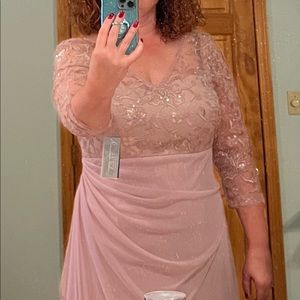 Long gown from David’s Bridal. New with tags. Never worn. Size 16. Dusty Rose